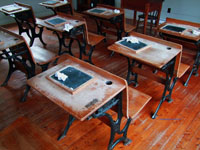 old schoolhouse desks