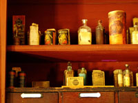 vintage apothecary shelves