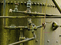rusted pipes on a boiler