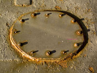 rusted plate on a ship
