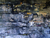 abandoned fireplace vintage stone wall